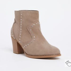 Taupe Faux Suede Studded Bootie (WW)